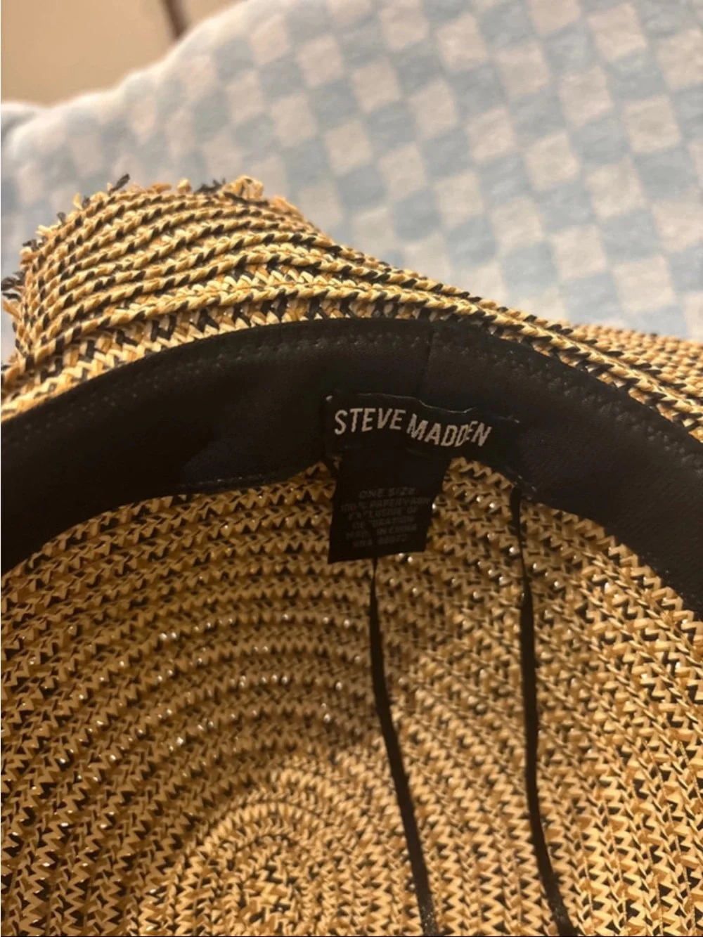 Steve Madden Two-Tone Straw Sun Hat with Black Band